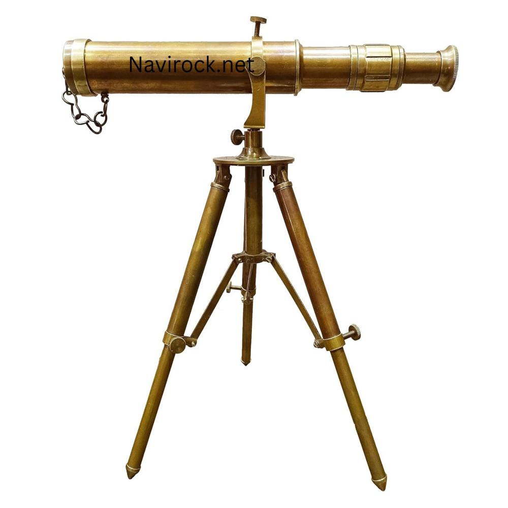 Antique Brass Ship Telescope  Handmade Maritime Tripod Instrument for Premium Home Office Decor
