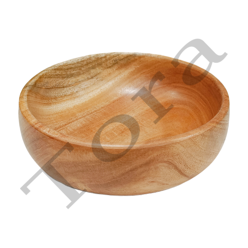 Tora Neem Wooden Round Bowl for Salad Serving Export Quality Handmade (TCNB10007)
