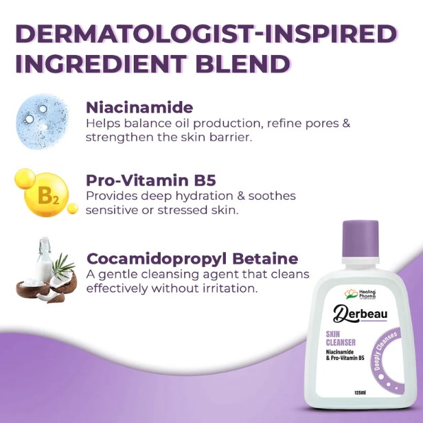 Derbeau Skin Cleanser with Niacinamide & Pro-Vitamin B5