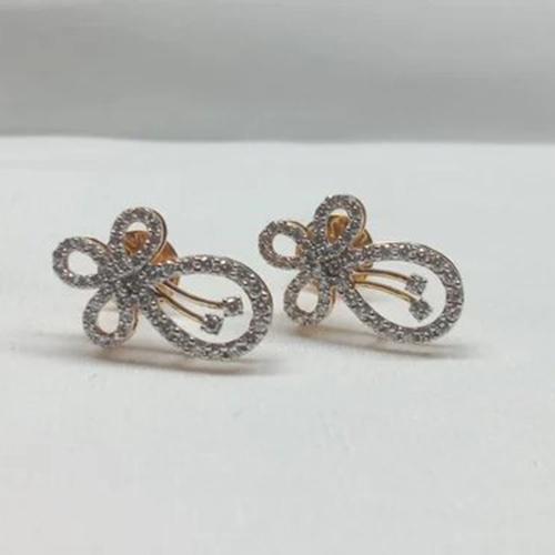 Real Diamond Earring - Color: Gold With White Stone