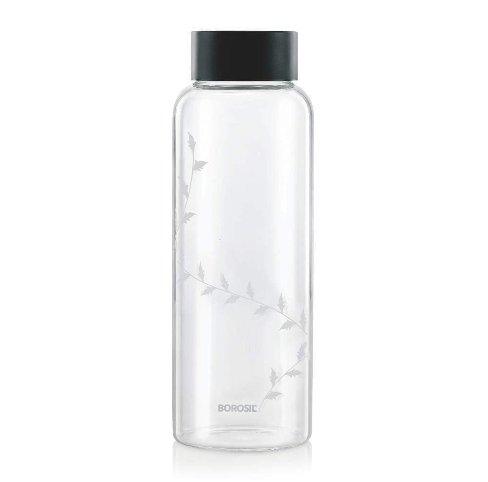 Borosil Crysto Krip Glass Water Bottle 1L (Pack of 2) Borosilicate, Extreme Temperature Resistant, Leak-Proof, Freezer Safe | Perfect for Hydration, Stylish & Transparent, 1000ml   BVCRWDBKBSS1000