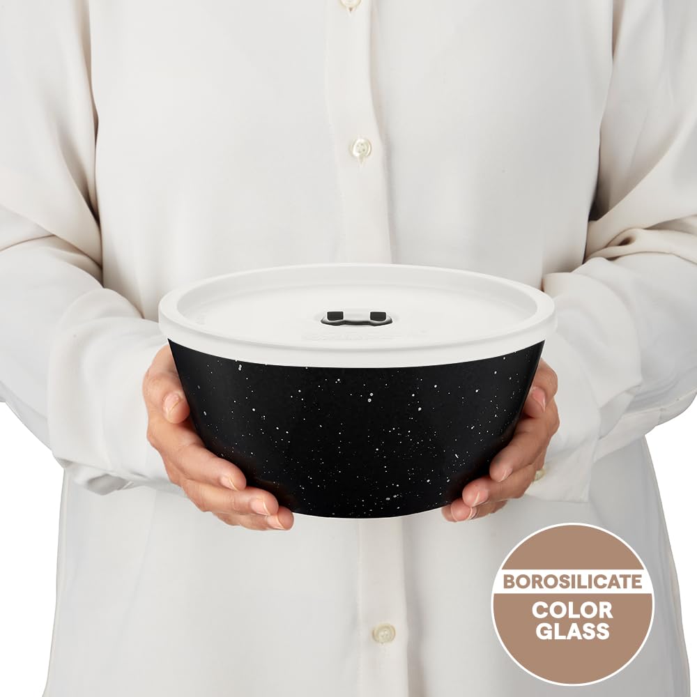 Borosil 1.5 L Serving & Mixing Bowl with Lid | Made in India Borosilicate Glass Bowl for Kitchen & Dinning | Bowl for Mixing Dough, Salad, Batter | Microwave & Dishwasher Safe BGFGBBWL0086