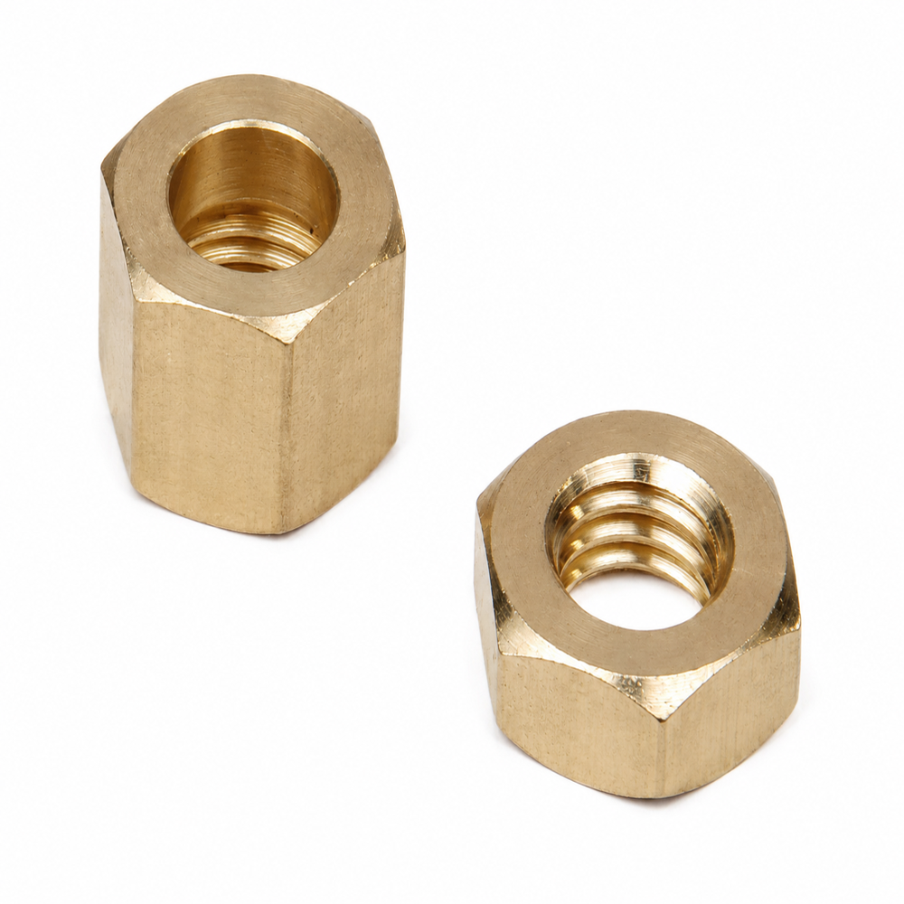 Brass Nuts - Customized Sizes & Dimensions | Cnc Machined, Plated Finish, Precision Turned Components