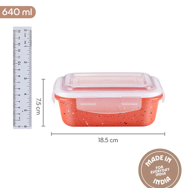 Borosil Colors Kube Pink Rectangle Klip n Store 640 ML BGFGBKNS0112