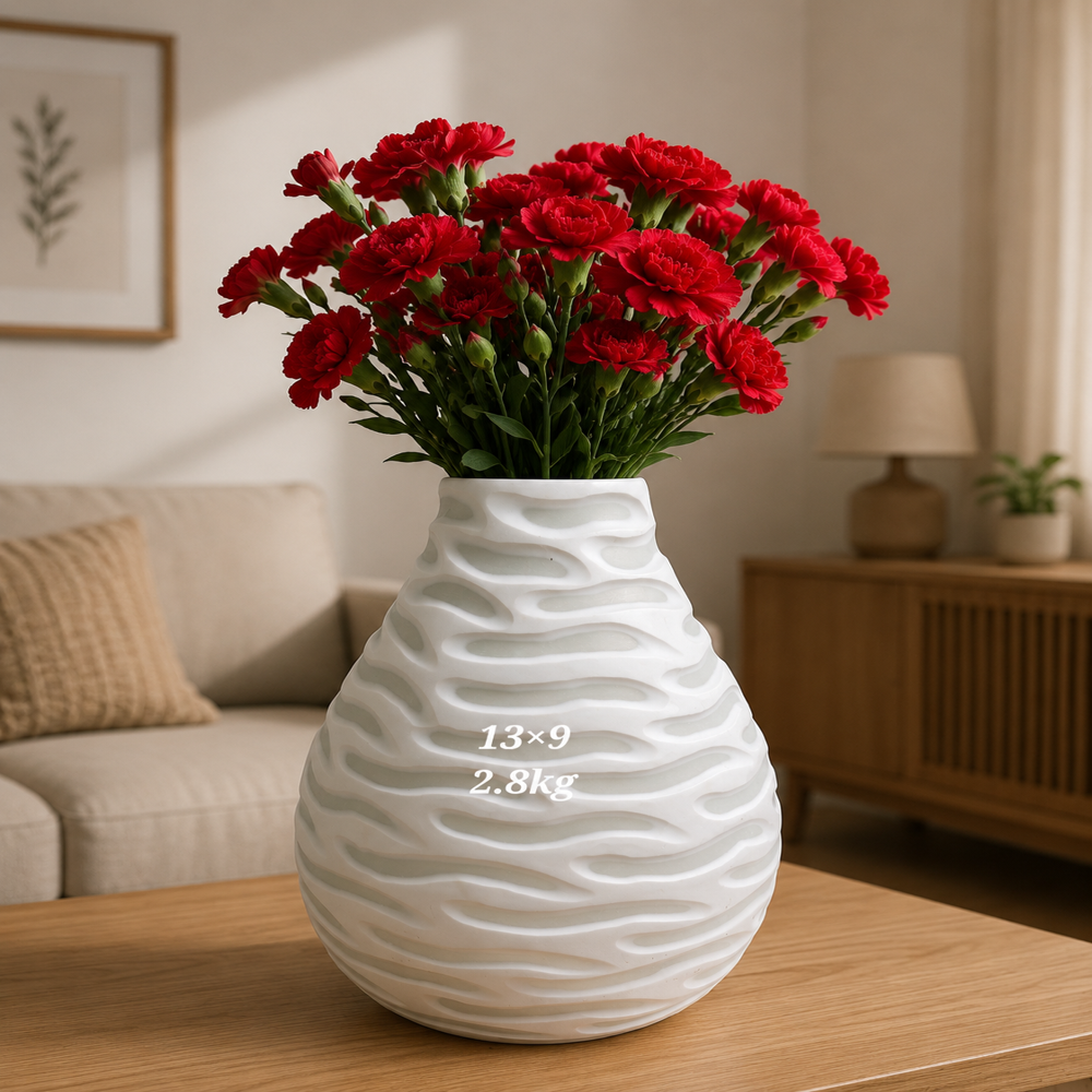 Glass Flower Pot White Opal Color - Height: 12 Inch (in)