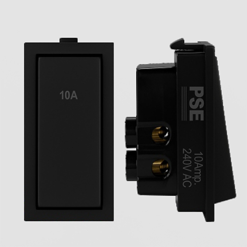 Rocker 10A 1Way Black Modular Range Switches