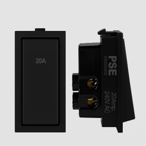 Rocker 20A 1Way Black Modular Range Switches