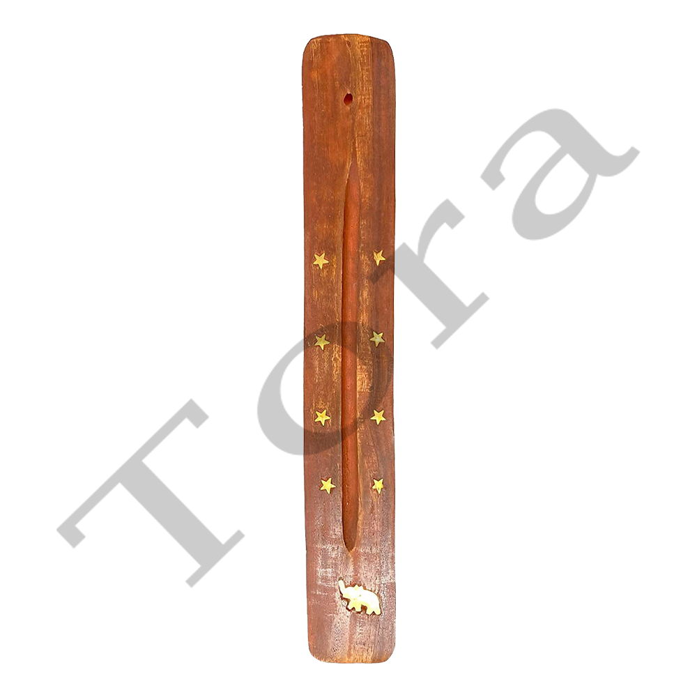 Tora Sheesham Wood Incense Holder Export Quality Handmade (tcih0502) - Sheesham Wood, 25x5x3 Cm, Natural Brown | Eco-friendly, Durable, Dual-stick Holder