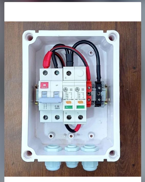 ACDB : 1 - 6 KW HAVELLS(MCB) - ELMEX(SPD) 1 PHASE DCDB : 1 - 4 KW HAVELLS (MCB) - ELMEX(SPD) 1 IN 1 OUT