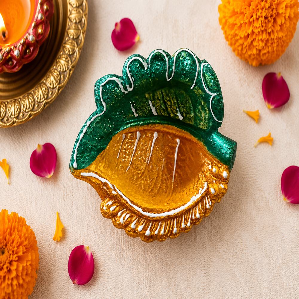 Handmade Caly Diyas - Color: Purple & Gold