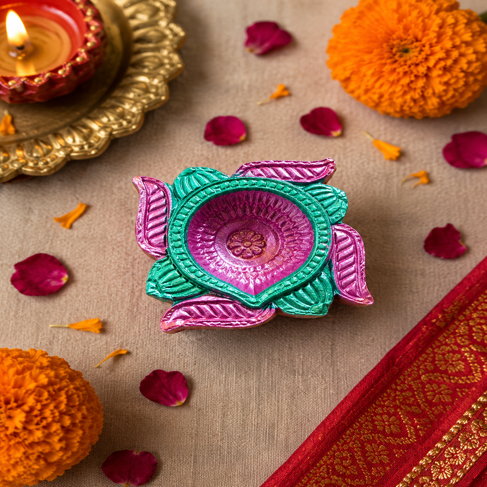 Handmade Caly Diyas - Color: Purple & Gold