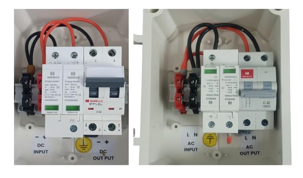 DCDB : 1 - 4 KW HAVELLS (MCB) - ELMEX(SPD) 1 IN 1 OUT