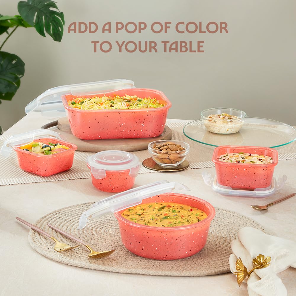 Borosil 800 ml Kube Pink Food Storage Container with Air Tight Lid | Square Shape Borosilicate Glass Organiser | Microwave & Dishwasher Safe | For Fridge, Kitchen Storage BGFGBKNS0135