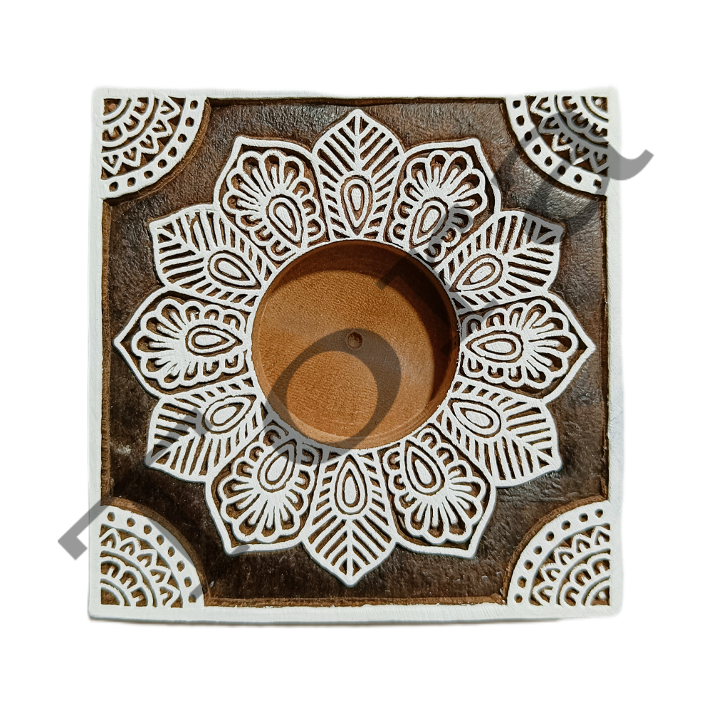 Tora Wooden Block Tea Light Holder Export Quality Handmade (TCLH6503)