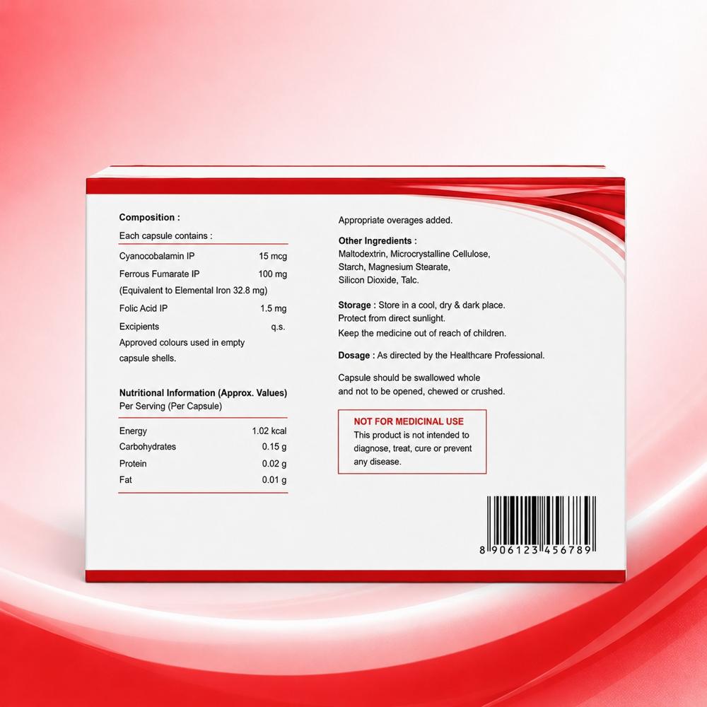 Cyanocobalamin (Vitamin B12), Ferrous Fumarate, Folic Acid, Zinc Sulphate capsule