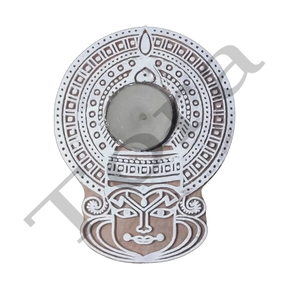 Tora Kathakali Face Wooden Tealight Holder Home Decor Export Quality Handmade (TCLH6509)