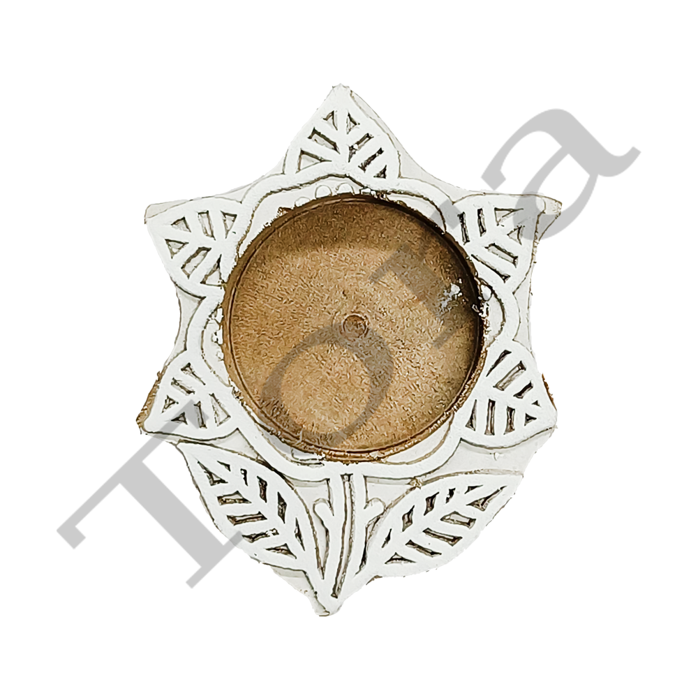 Tora Wooden Leaf Shape Tealight Holder Diwali Gifting Export Quality Handmade (TCLH6519)