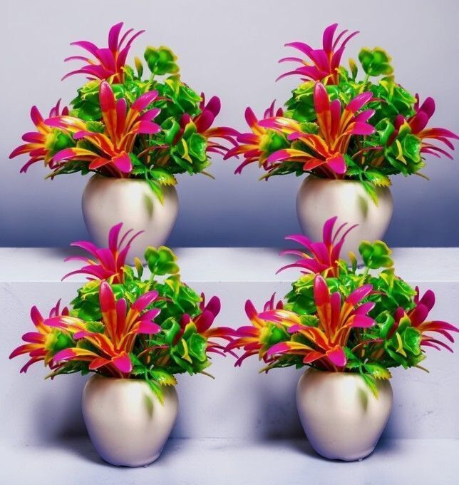 Apple Green And Pink Rose Bhutta Artificial Flower With Basket