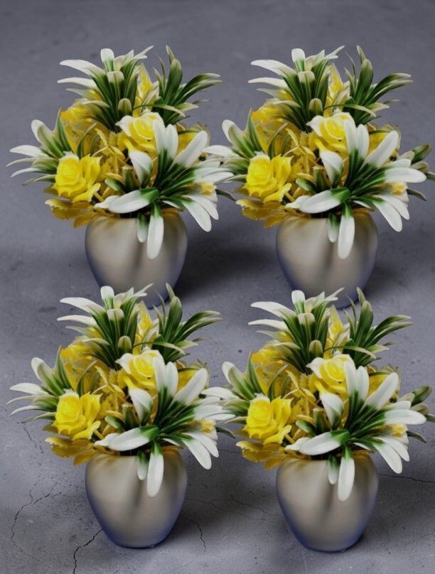 Apple Yellow White Bhutta Rose Artificial Flower With Basket
