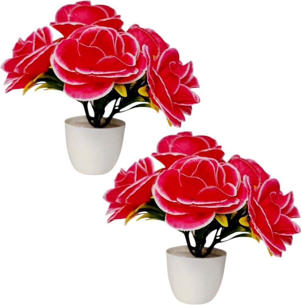Red Rose Cup Velvet Artificial Flower With Basket