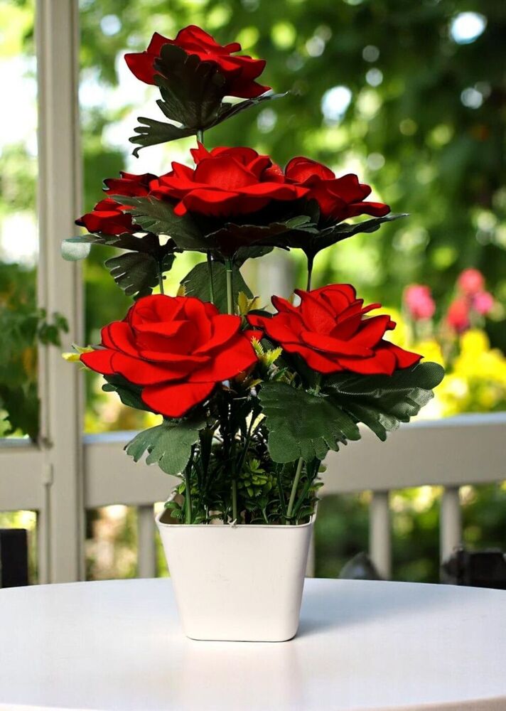 Red Rose Velvet 12 Artificial Flower With Basket