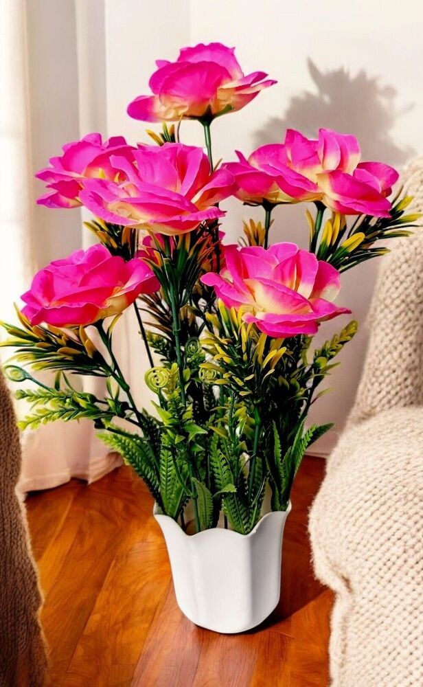 Pink Rose Artificial Flower With Basket