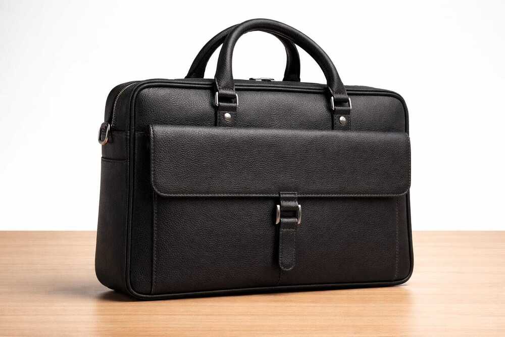 Black Leather Laptop Bag