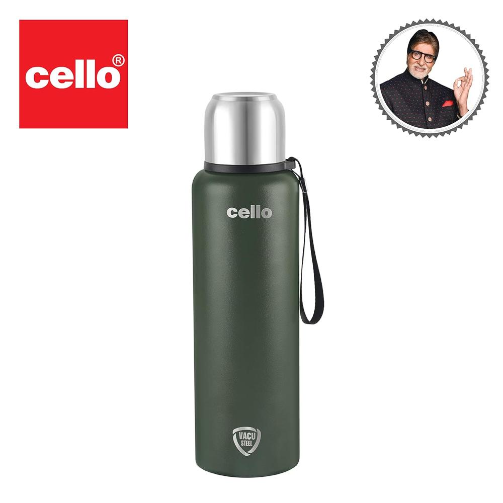 CELLO Duro Flip Stainless Steel Hot & Cold Flip Lid Flask with Jacket 1500 ml Green | Double Wall Vacuum Insulated Rust & Scratch Resistant Leakproof Thermosteel Flask Water Bottle For Office & Travel