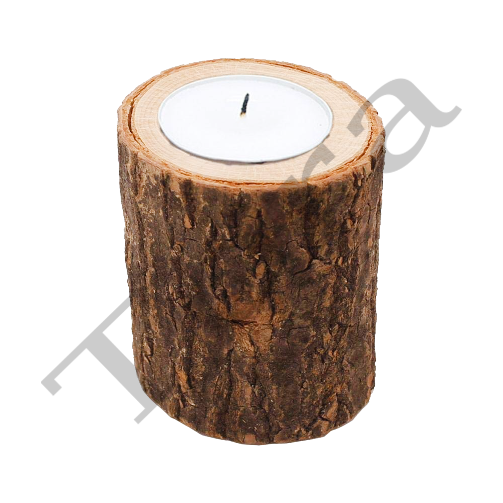 Tora Wooden Bark Cylindrical Tealight Holder Export Quality Handmade Home Decor Item (TCLH6526)