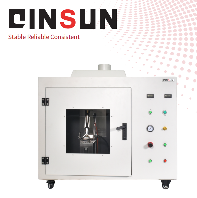 Curtain Combustion Tester - Stainless Steel 920x570x910 mm Digital Timer Adjustable Flame Height Integrated Exhaust