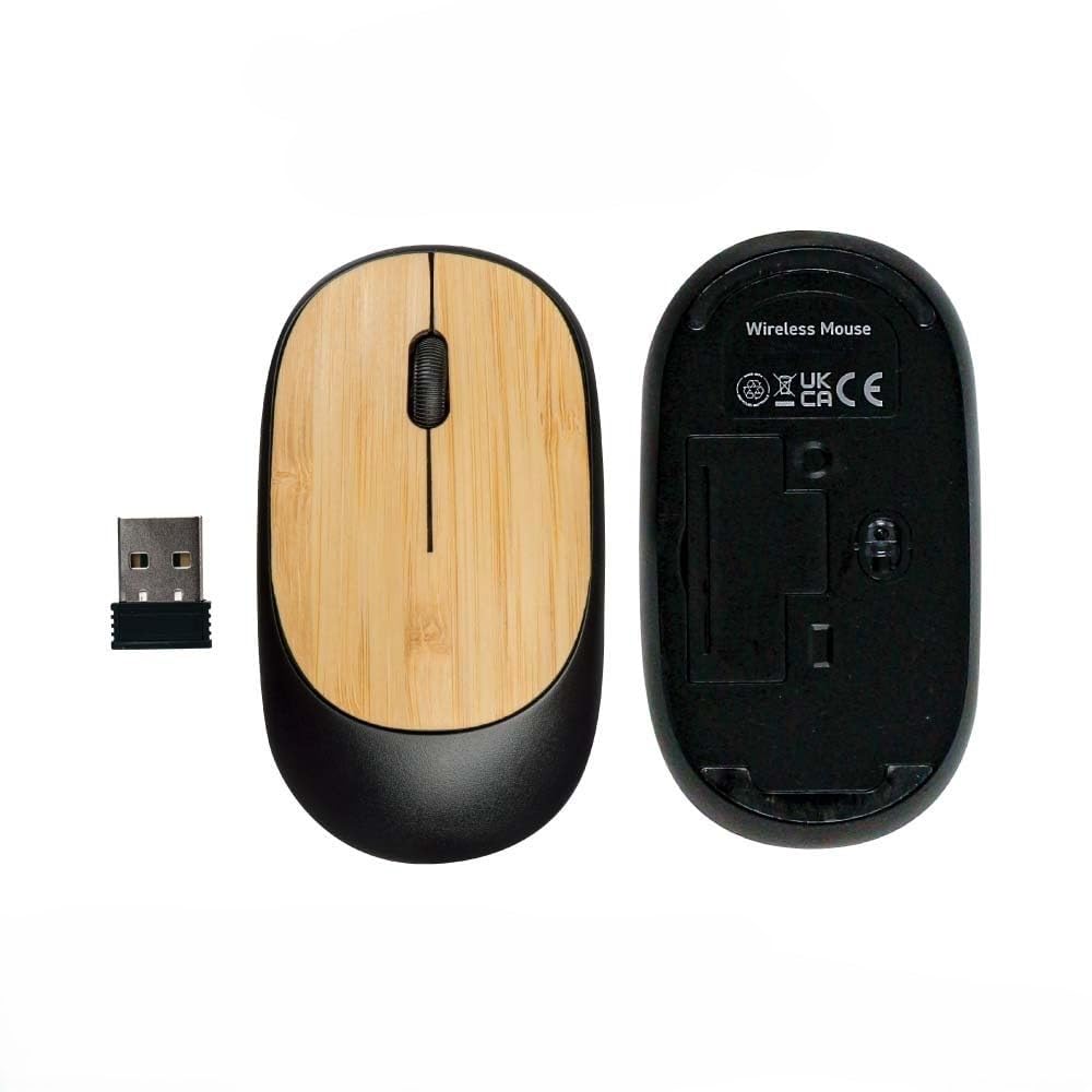 Premium Bamboo Finish Ergonomic Wireless Mouse