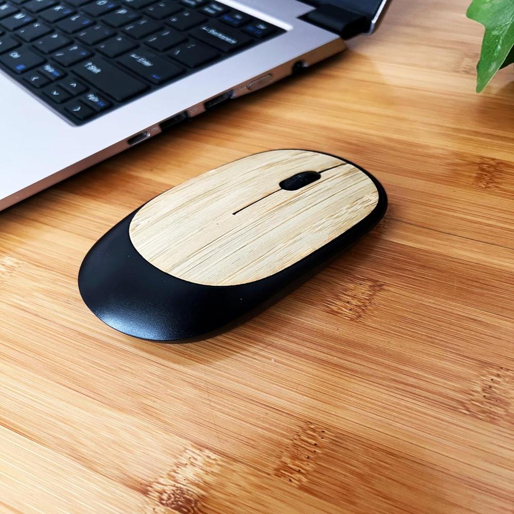 Premium Bamboo Finish Ergonomic Wireless Mouse
