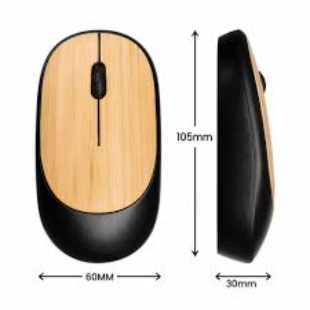 Premium Bamboo Finish Ergonomic Wireless Mouse