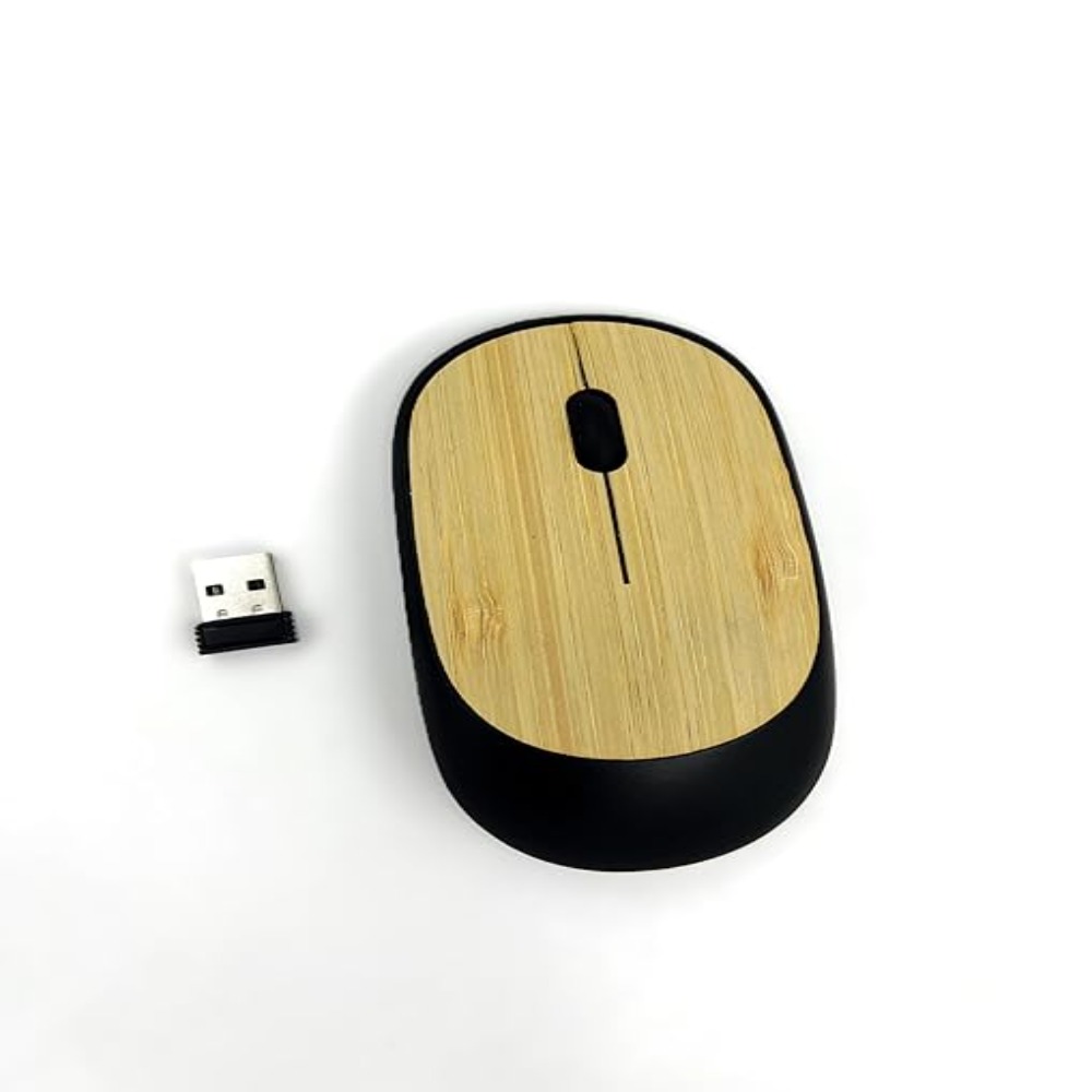 Premium Bamboo Finish Ergonomic Wireless Mouse