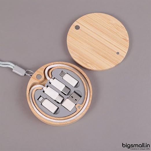 Premium Bamboo Round Multi-Cable Organizer Kit
