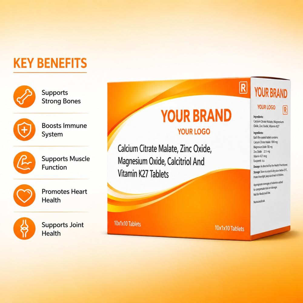 Calcium Citrate Malate, Zinc Oxide, Magnesium Oxide, Calcitriol And Vitamin K27 Tablets