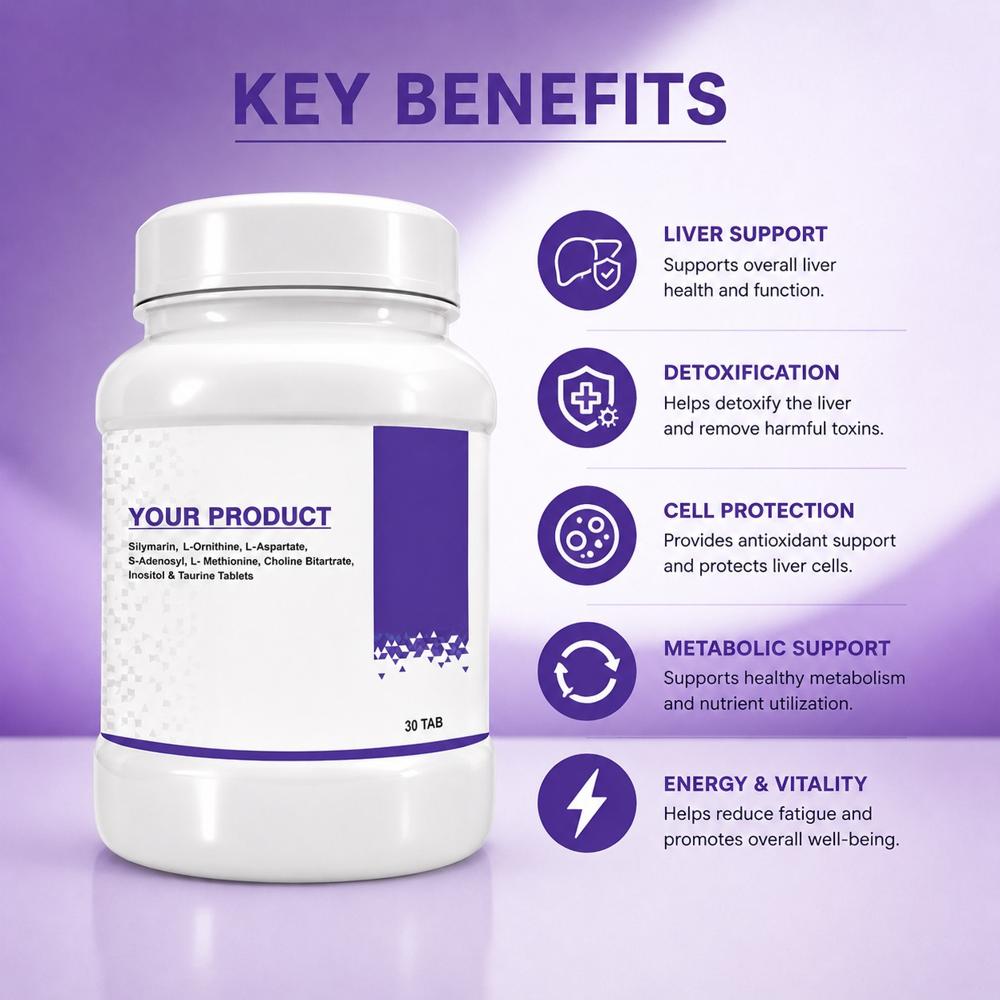 Silymarin, L-Ornithine, L-Aspartate, N-Acetyl L-Cysteine, L-Methionine, Choline Bitartrate & Inositol Tablets