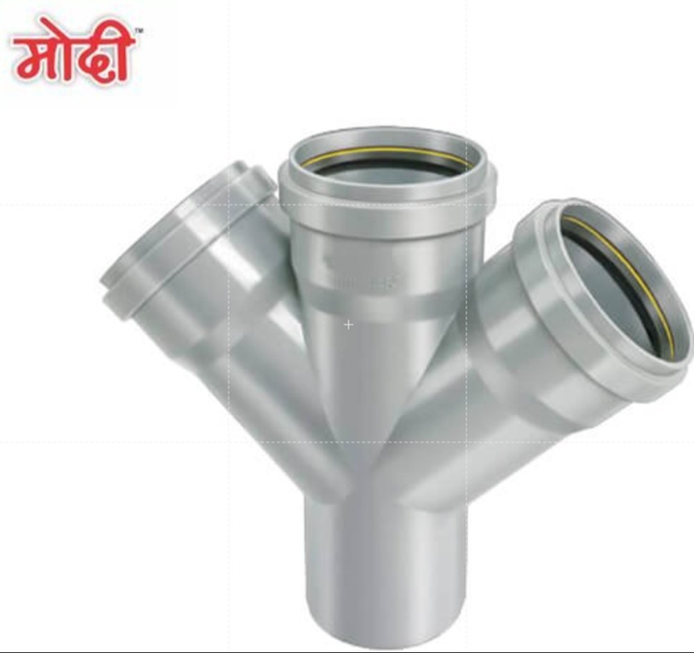 Double Y Pipes - Pvc Material, 75 Mm Size, Grey Color | Features Double Y Shape, Suitable For Structure And Hydraulic Applications, Warranty Included