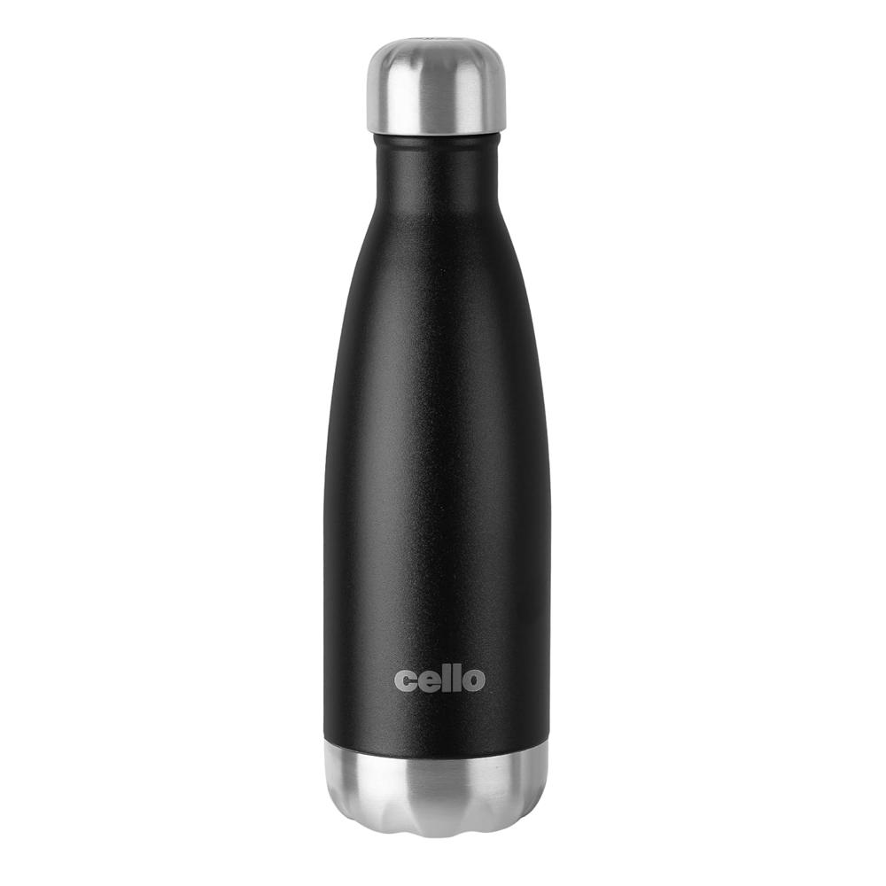 Cello Swift Thermosteel Water Bottle, 500ml, Black | 24 Hours Hot & Cold | Scratch Resistant (DTP Coating) | Rust & Leak Proof | Ideal for Office, Gym, Home, Kitchen, Hiking, Trekking, Travel Bottle