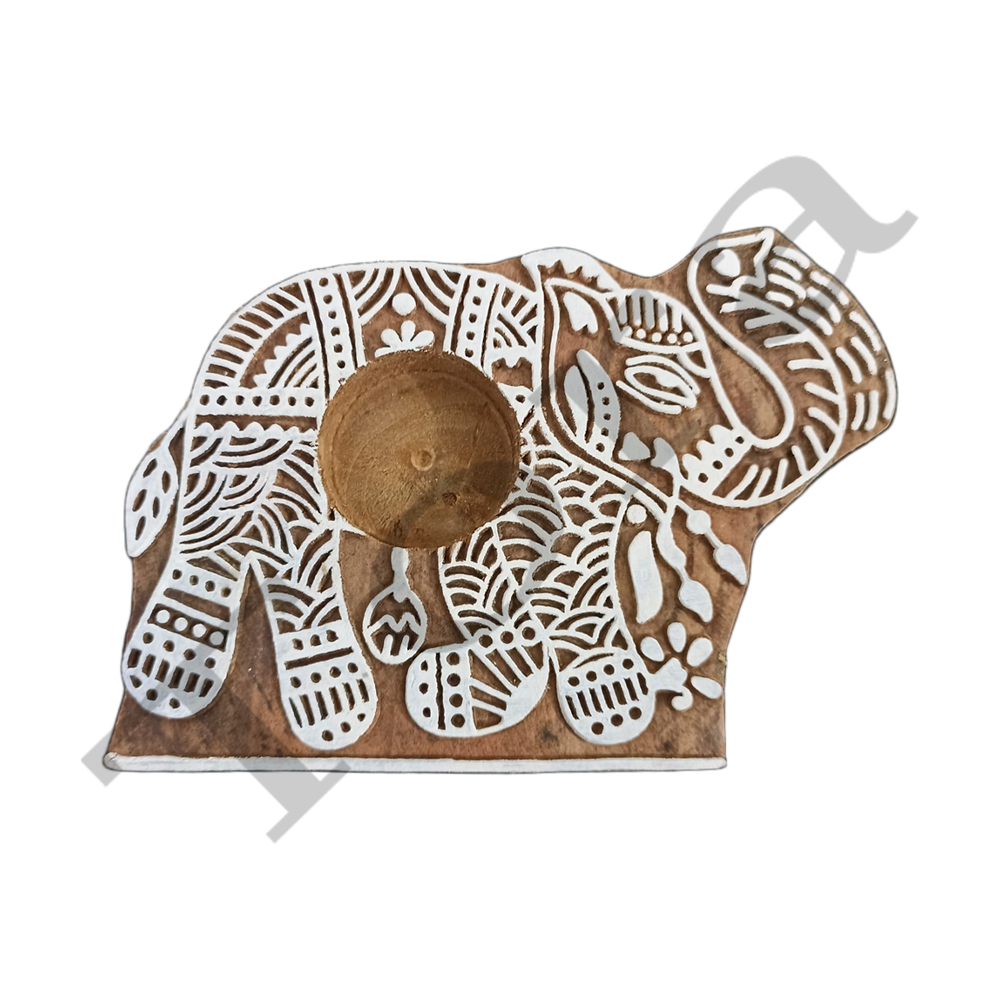 Tora Wooden Elephant Tealight Candle Holder Export Quality Handmade (TCLH6560)