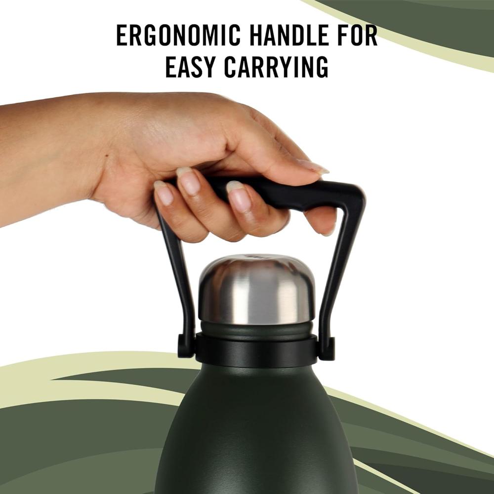 Cello Swift Thermosteel Water Bottle, 1800ml, Green | 24 Hours Hot & Cold | Scratch Resistant (DTP Coating) | Rust & Leak Proof | Ideal for Office, Gym, Home, Kitchen, Hiking, Trekking, Travel Bottle