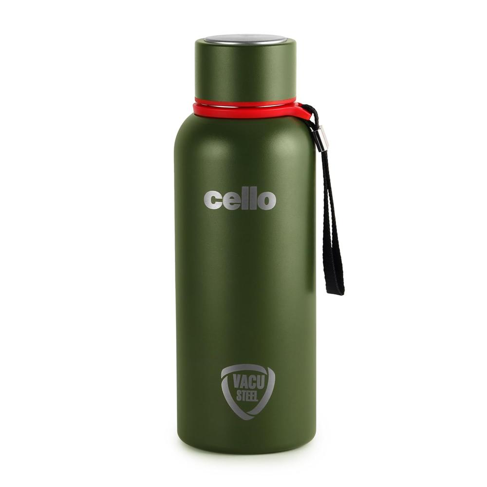 CELLO Duro Kent Insulated Stainless Steel Flask Water Bottle for Daily Use 550 ml, Military Green | Double Wall Vacuum Insulated 24 Hours Hot & Cold Thermos Water Bottle for Office, School & Travel