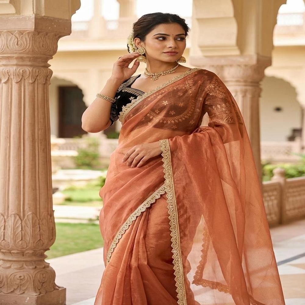 fancy sare with ready made blouse collection