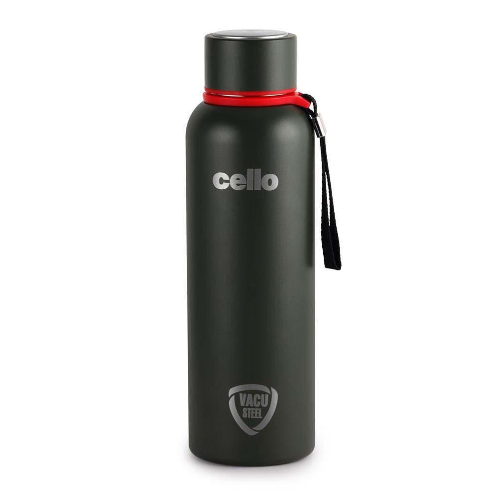 CELLO Duro Kent Insulated Stainless Steel Flask Water Bottle For Daily Use 900 ml, Military Green | Double Wall Vacuum Insulated 24 Hours Hot & Cold Thermos Water Bottle For Office School Gym & Travel