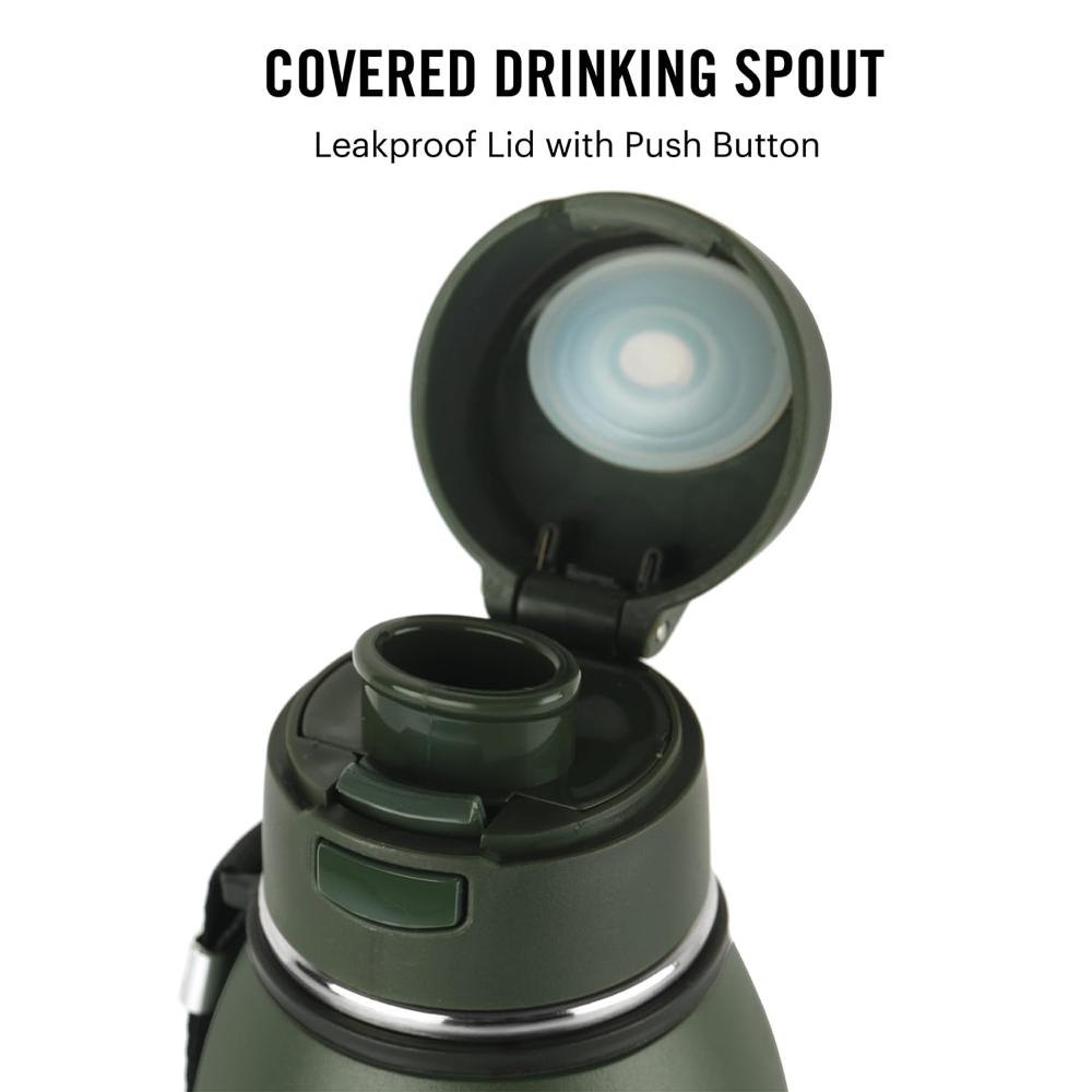 Cello Duro Ace Steel Vacuum Insulated Flask 900ml, Green | Hot and Cold Thermal Flask with Screw Lid | Double Walled Scratch Resistant DTP Coating Flask | Stainless Steel Thermos