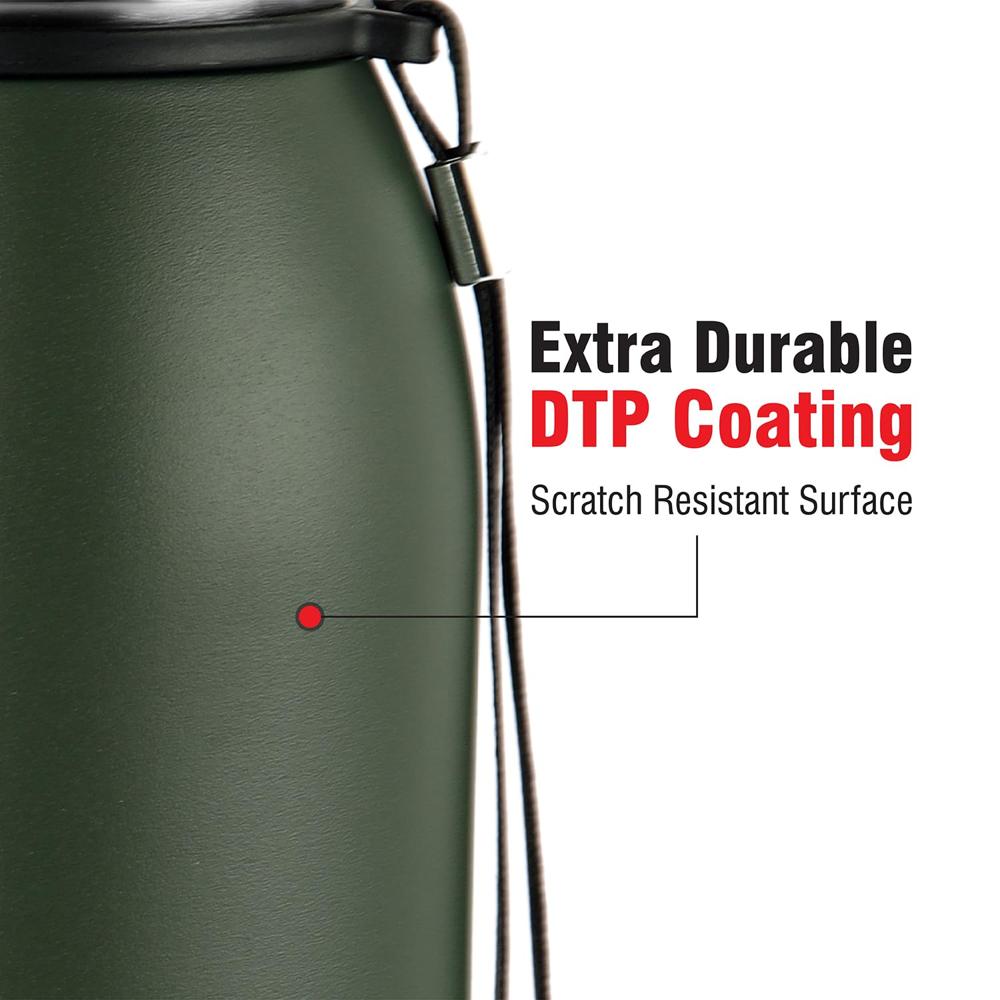 Cello Duro Ace Steel Vacuum Insulated Flask 900ml, Green | Hot and Cold Thermal Flask with Screw Lid | Double Walled Scratch Resistant DTP Coating Flask | Stainless Steel Thermos