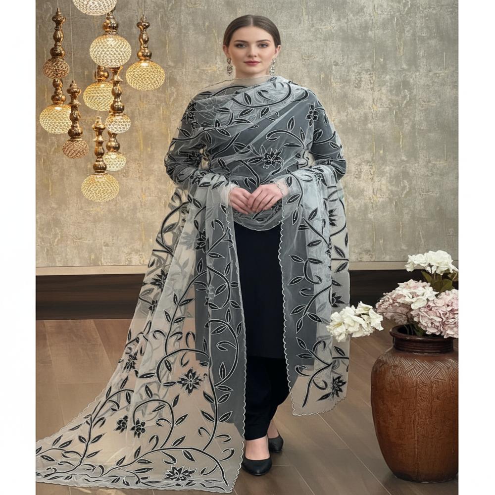Cotton applique work Ladies unsticthed suits