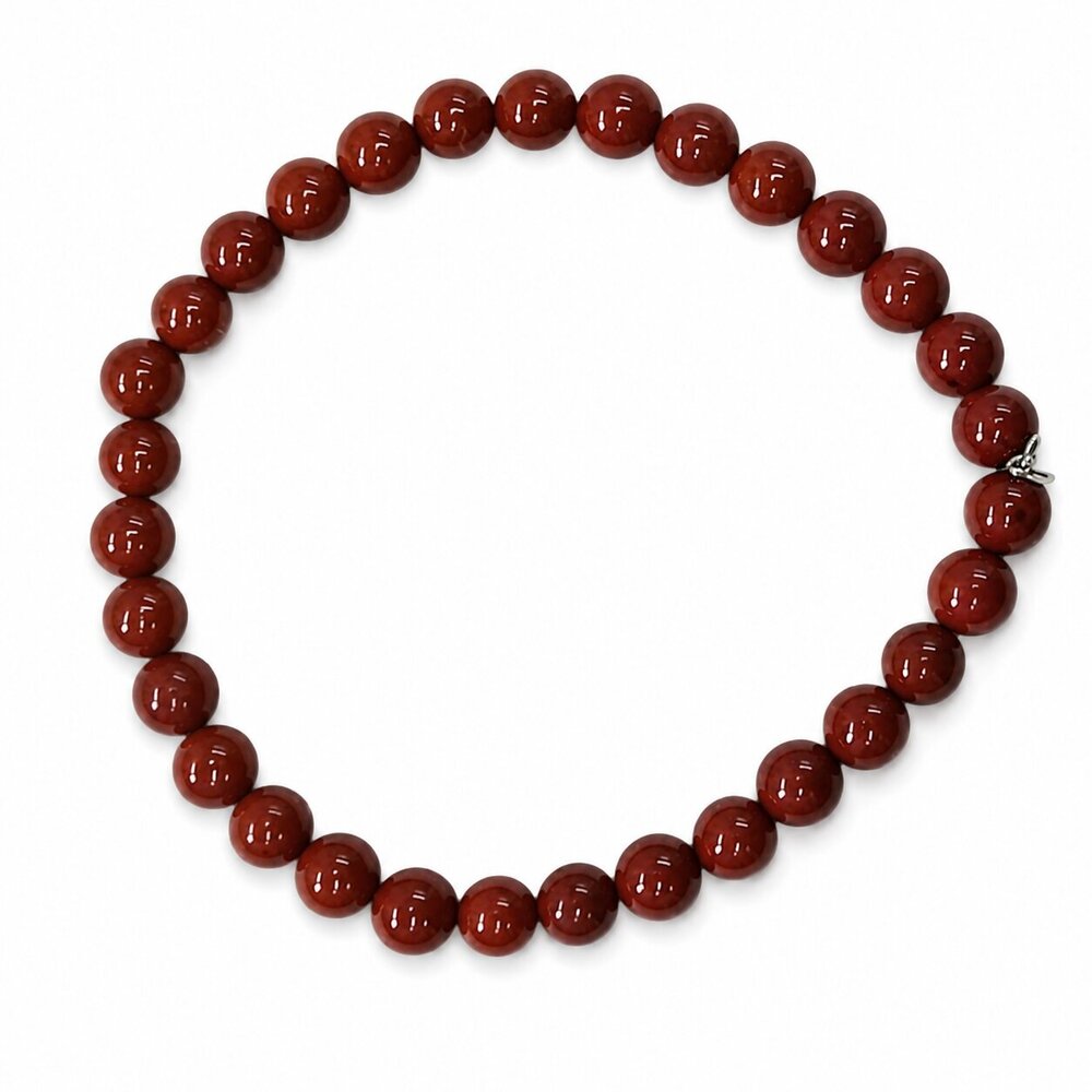 6 Mm Natural Red Jasper Bracelet - Gender: Unisex