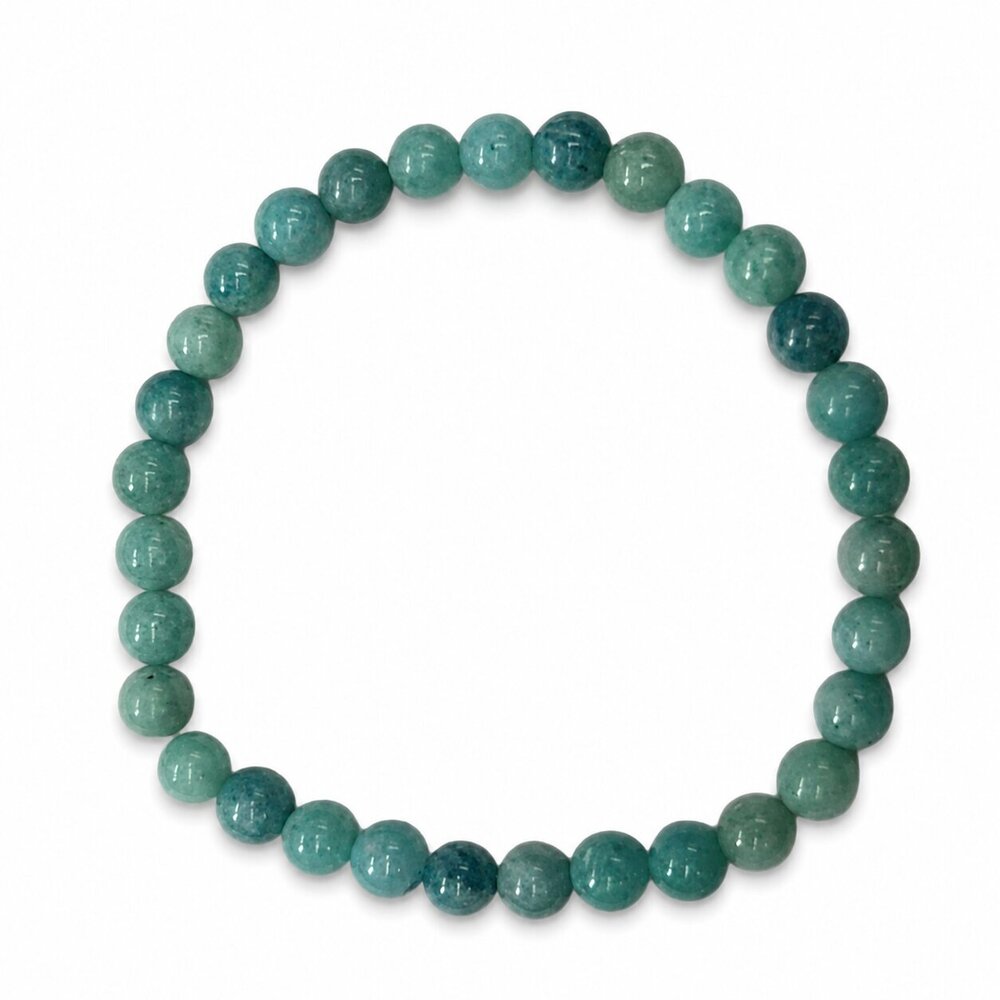 6 MM Fresh Energy Bracelet - Natural Green Stone, 6mm Beads, Elastic Stretch Cord | Unisex, Trendy, Smooth Polished, Energy Enhancing, Comfortable Fit