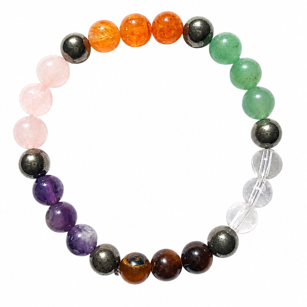 8 MM Supreme Energy Bracelet - Mixed Gemstone Beads, 8 mm, Multi-Color | Stretchable, Chakra Balancing, Emotional Harmony, Unisex